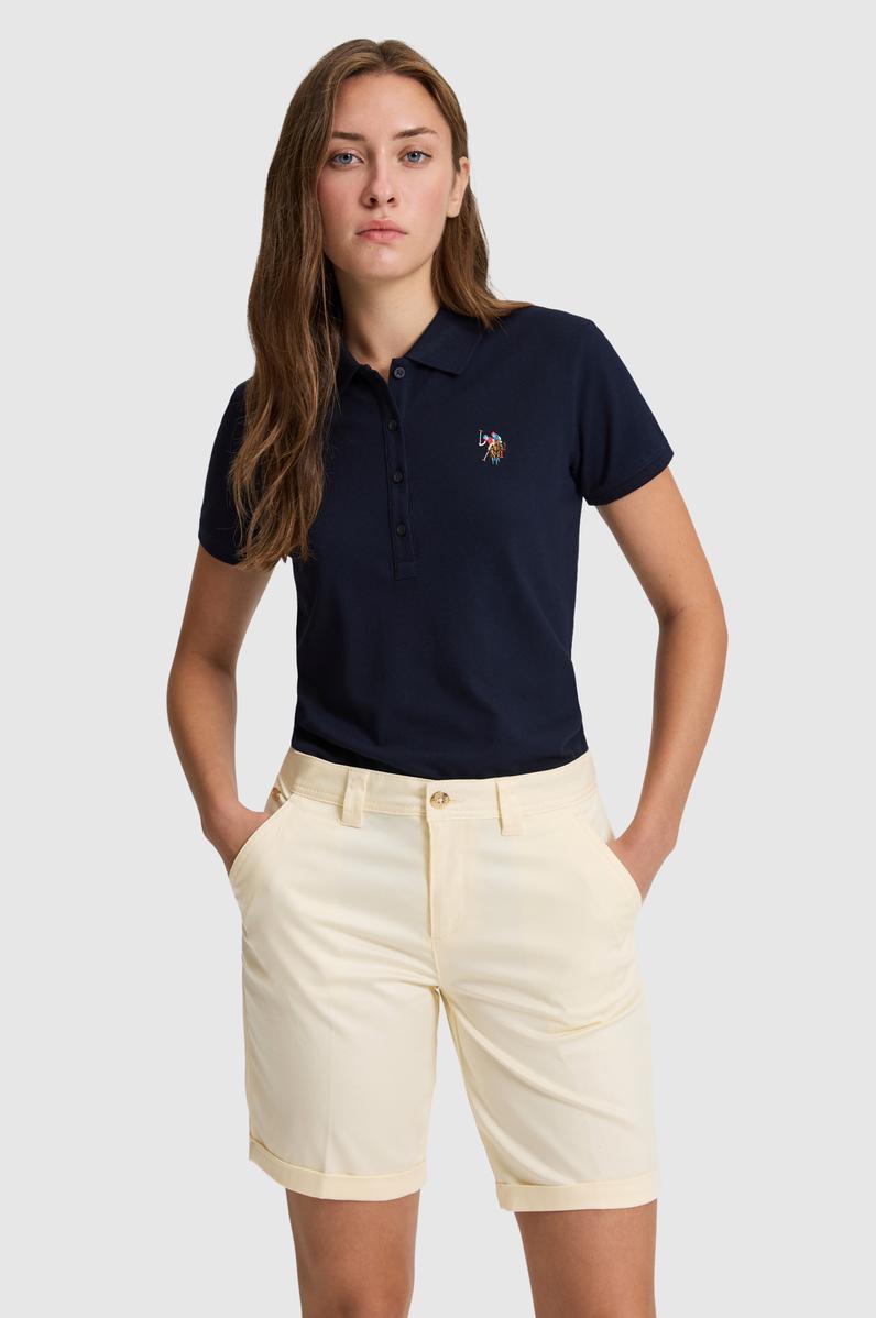 Kadın Lacivert Polo Yaka Basic Tişört
