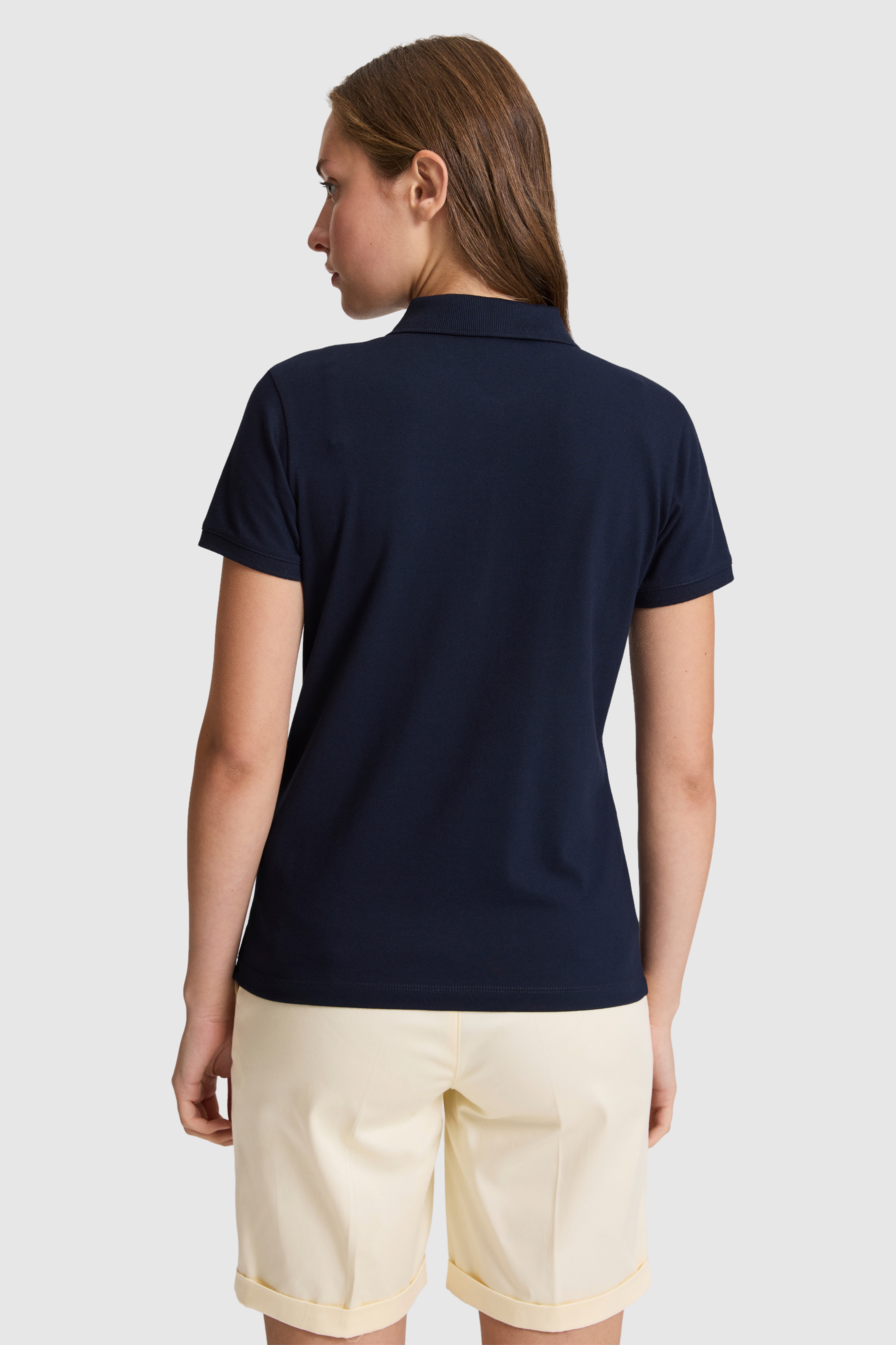 Kadın Lacivert Polo Yaka Basic Tişört
