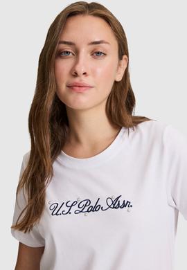 Kadın Beyaz Bisiklet Yaka Tişört - 50323463001