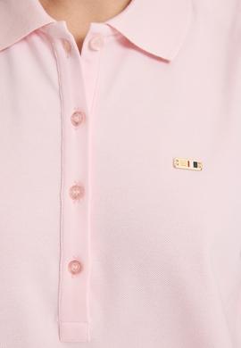 Kadın Açık Pembe Polo Yaka Düğme Detaylı Tişört - 50323574025