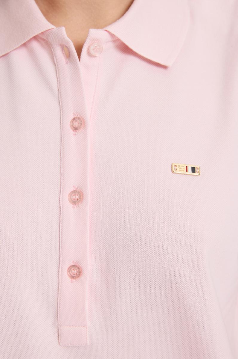 Kadın Açık Pembe Polo Yaka Düğme Detaylı Tişört