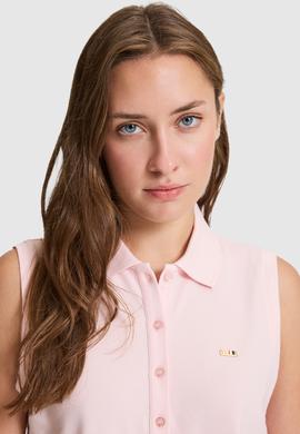 Kadın Açık Pembe Polo Yaka Düğme Detaylı Tişört - 50323574025