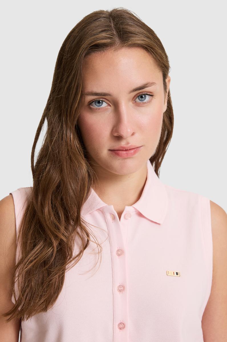Kadın Açık Pembe Polo Yaka Düğme Detaylı Tişört