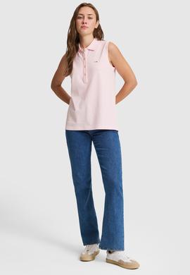 Kadın Açık Pembe Polo Yaka Düğme Detaylı Tişört - 50323574025