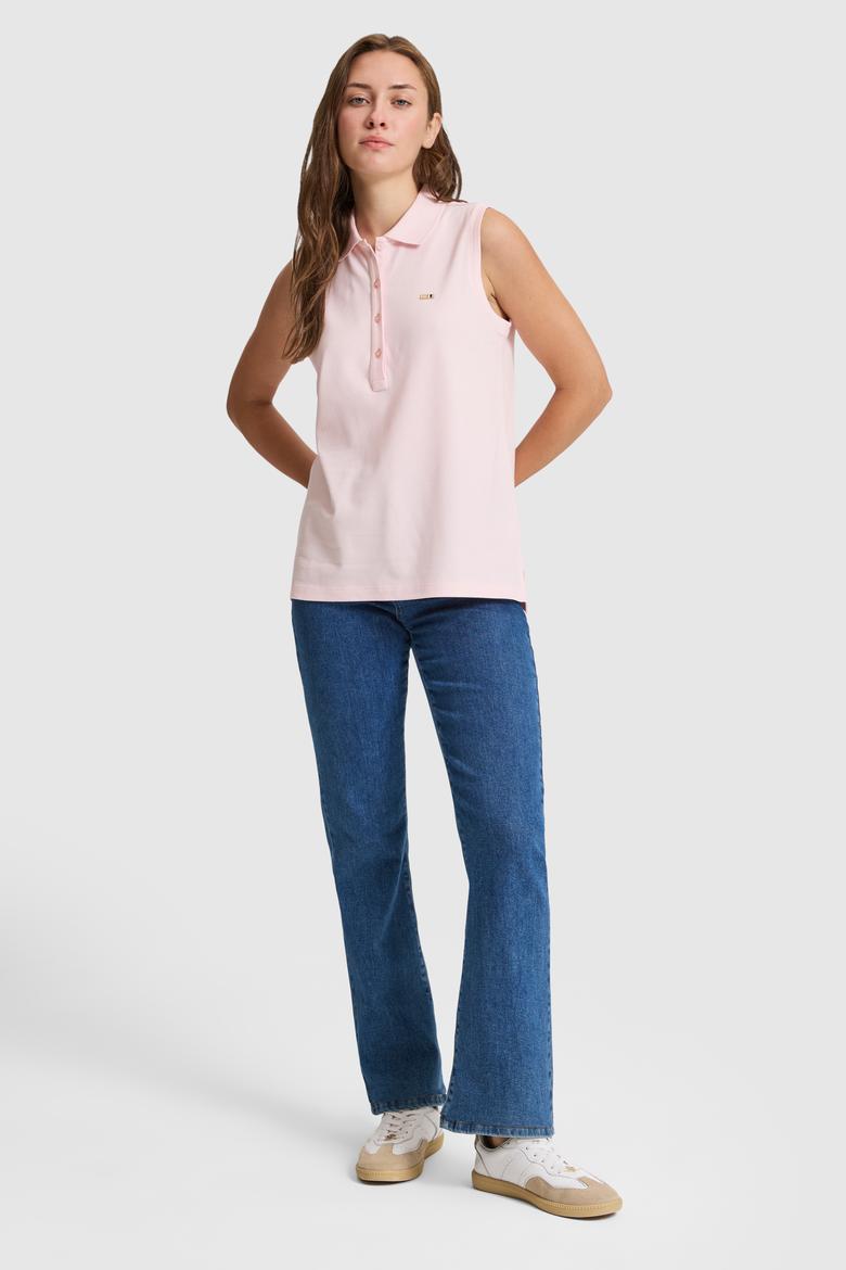 Kadın Açık Pembe Polo Yaka Düğme Detaylı Tişört - 50323574025