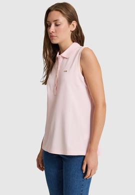 Kadın Açık Pembe Polo Yaka Düğme Detaylı Tişört - 50323574025