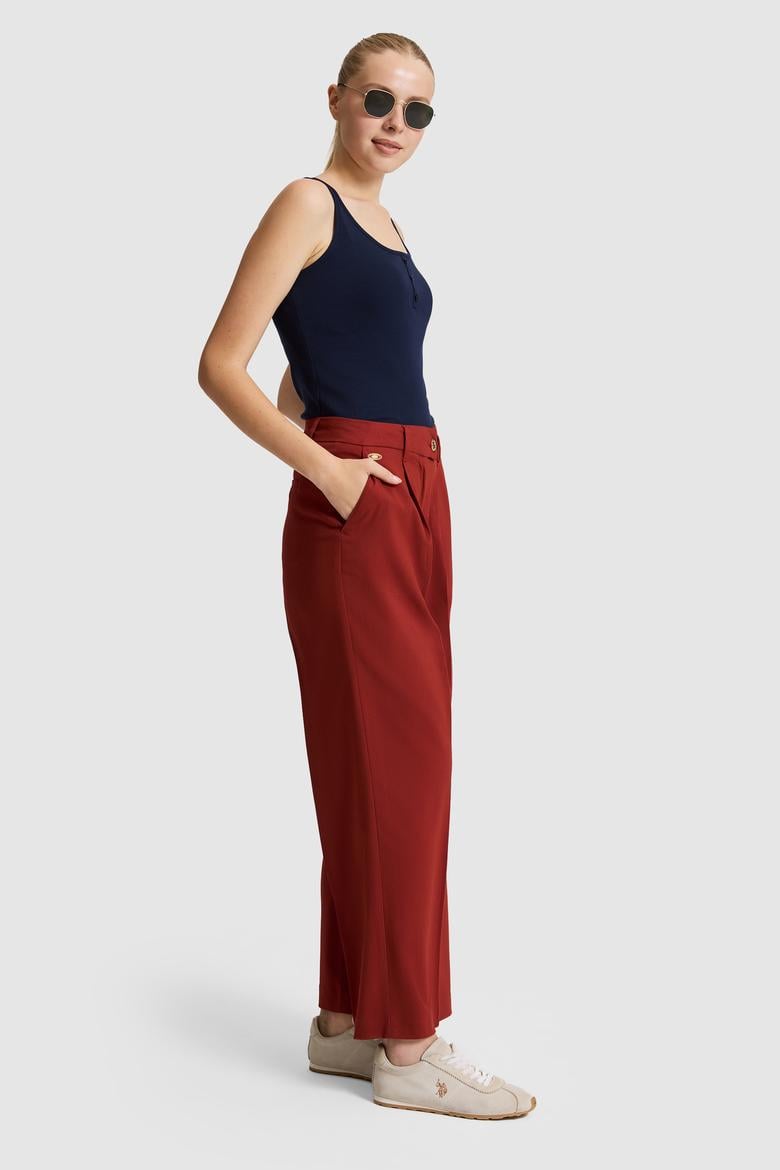 Kadın Vişne Kanvas Pantolon - 50325517026