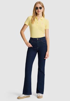 Kadın Açık Sarı Polo Yaka Basic Tişört - 50321798013