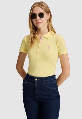 Kadın Açık Sarı Polo Yaka Basic Tişört - 50321798013