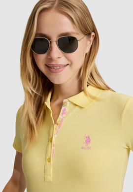 Kadın Açık Sarı Polo Yaka Basic Tişört - 50321798013