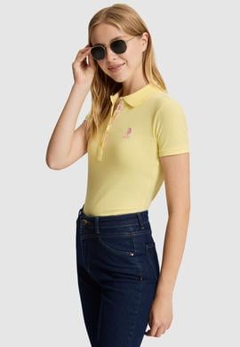 Kadın Açık Sarı Polo Yaka Basic Tişört - 50321798013