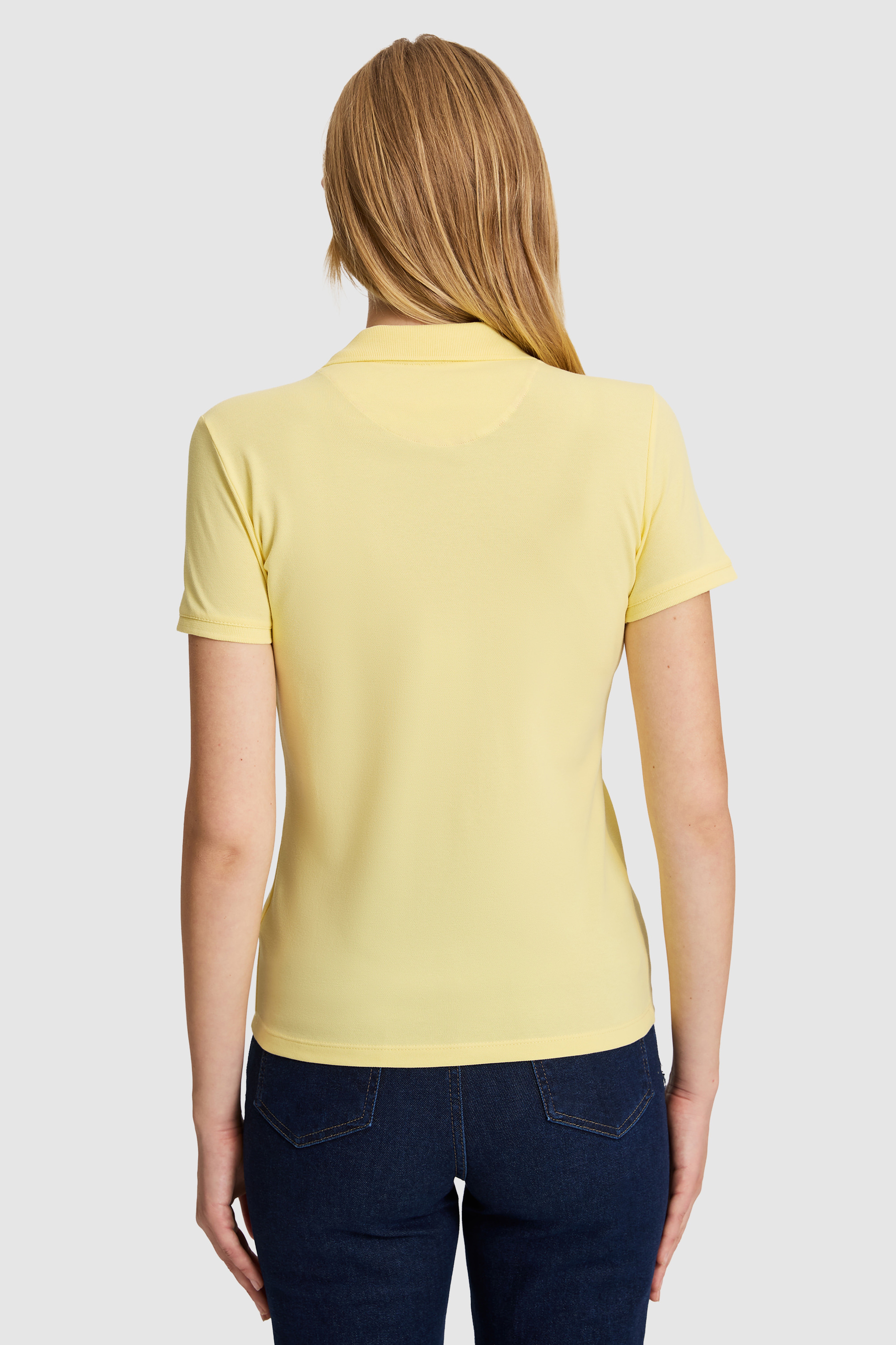 Kadın Açık Sarı Polo Yaka Basic Tişört