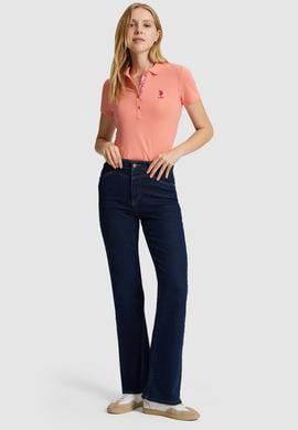 Kadın Somon Polo Yaka Basic Tişört - 50321798169