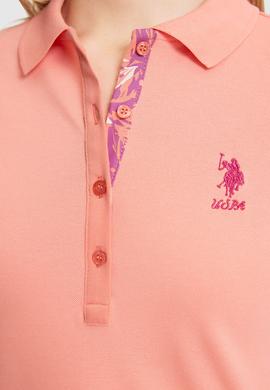 Kadın Somon Polo Yaka Basic Tişört - 50321798169