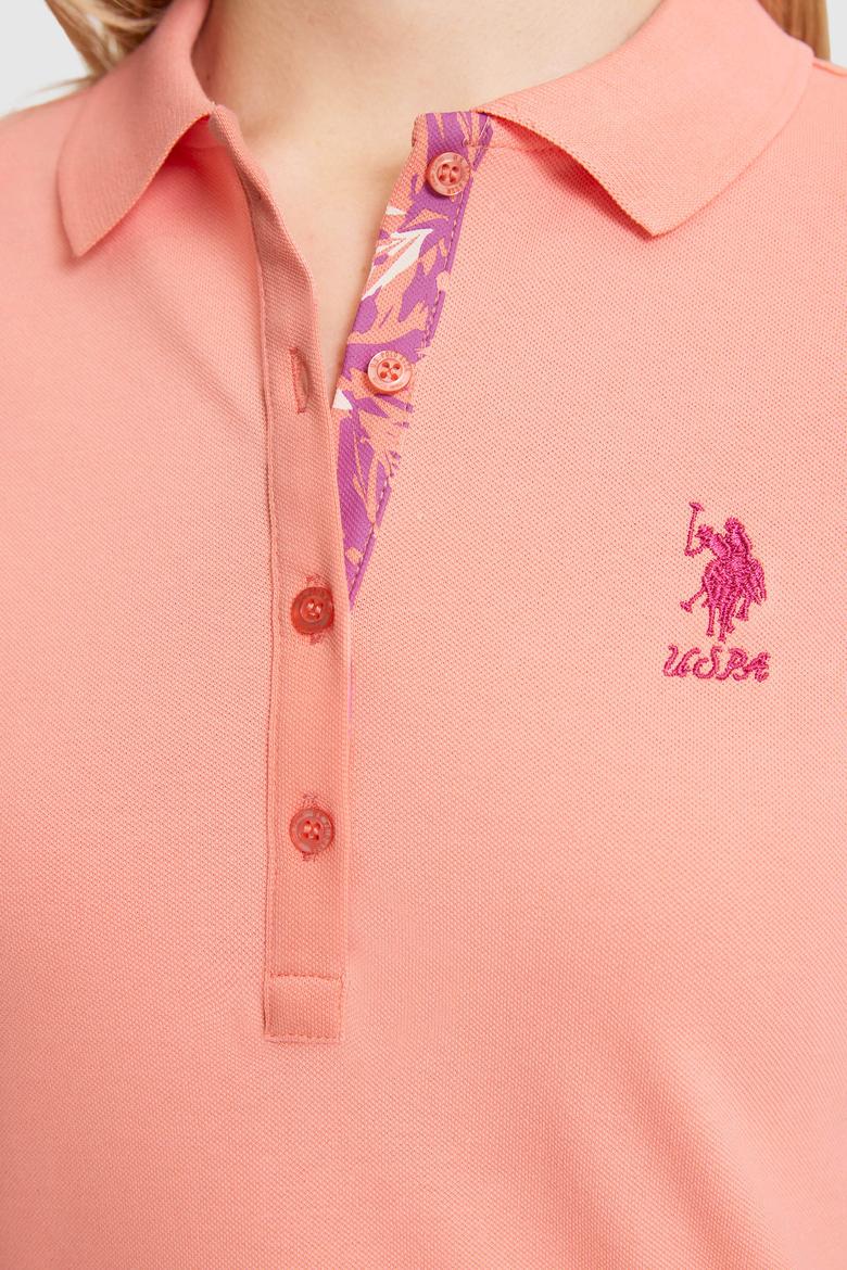 Kadın Somon Polo Yaka Basic Tişört - 50321798169