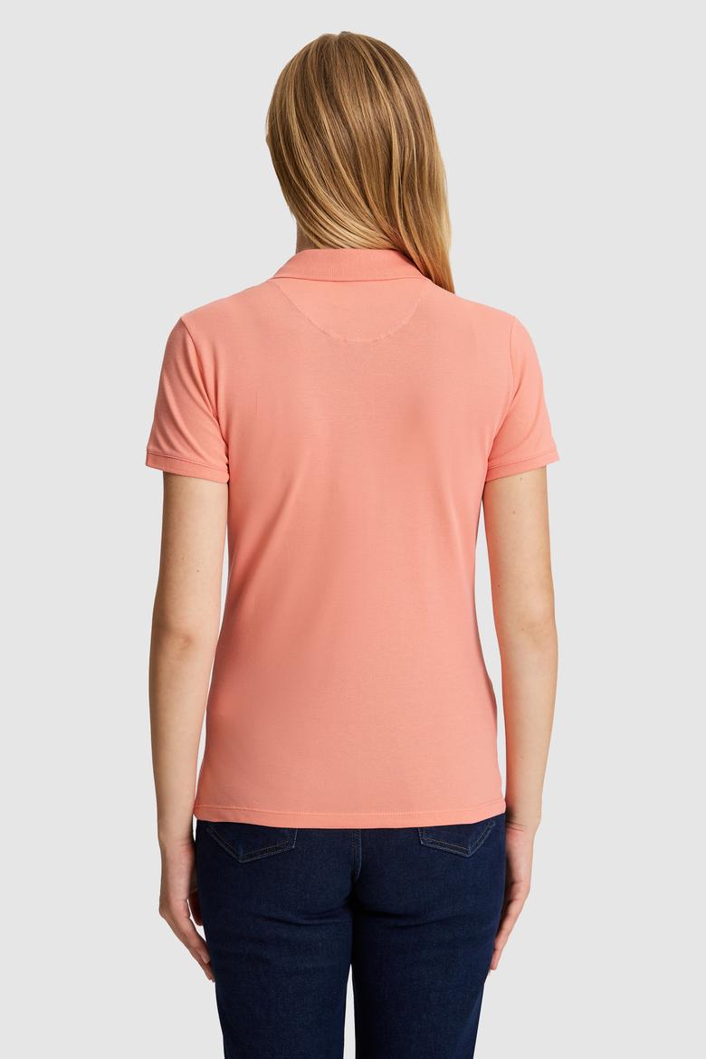 Kadın Somon Polo Yaka Basic Tişört - 50321798169