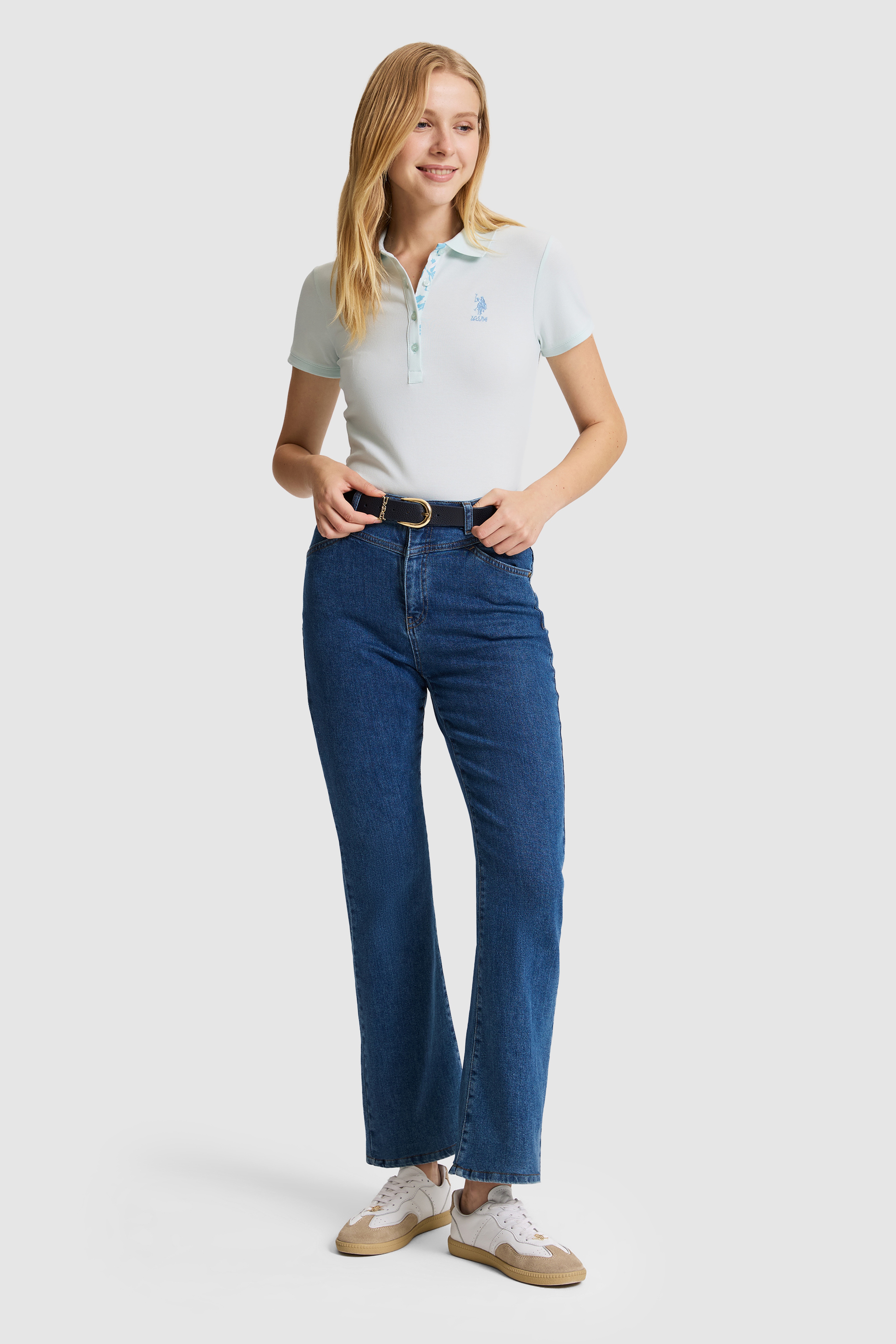 Kadın Su Polo Yaka Basic Tişört - Image 5