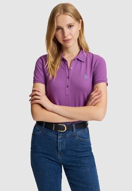 Kadın Menekşe Polo Yaka Basic Tişört - 50321818085