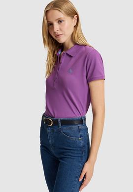 Kadın Menekşe Polo Yaka Basic Tişört - 50321818085