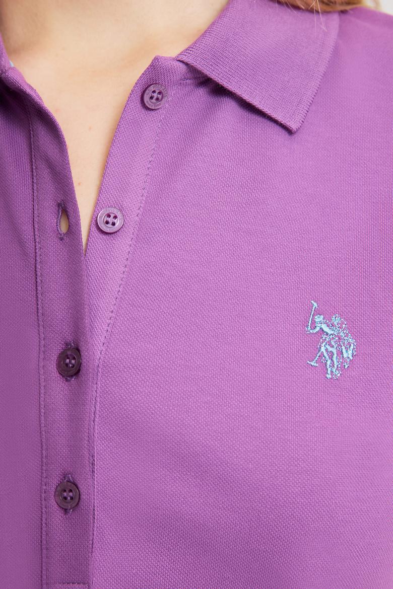 Kadın Menekşe Polo Yaka Basic Tişört - 50321818085