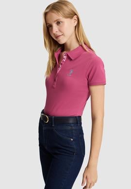 Kadın Fuşya Polo Yaka Basic Tişört - 50321798061