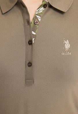 Kadın Haki Polo Yaka Basic Tişört - 50321798236