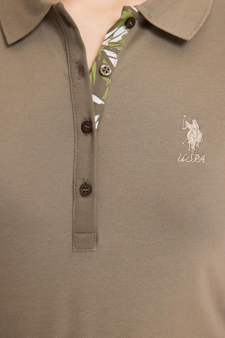Kadın Haki Polo Yaka Basic Tişört - 50321798236