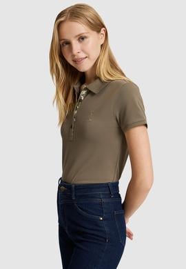 Kadın Haki Polo Yaka Basic Tişört - 50321798236