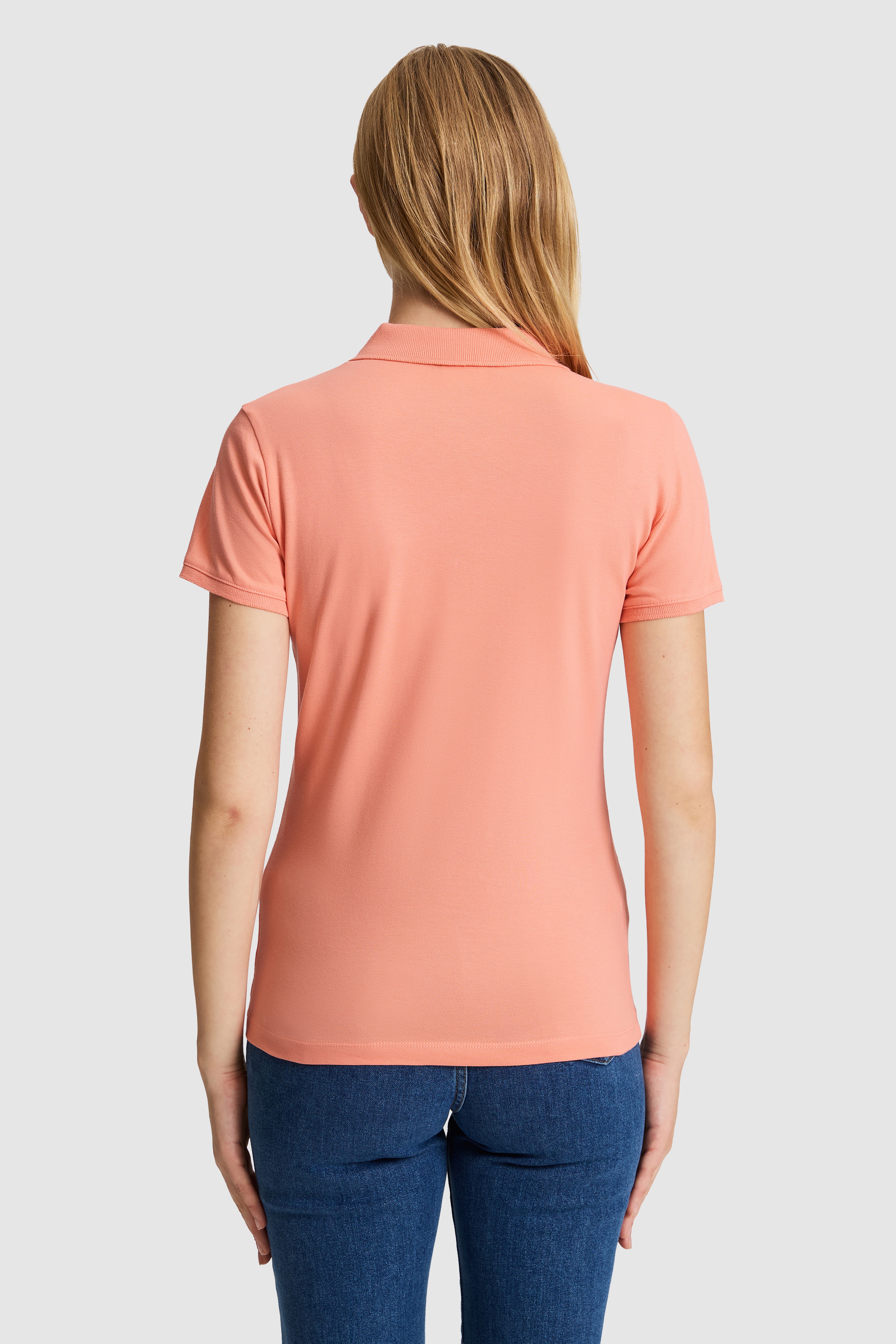 Kadın Somon Polo Yaka Basic Tişört