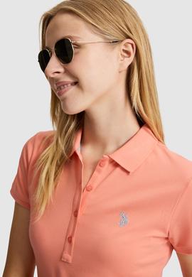 Kadın Somon Polo Yaka Basic Tişört - 50321818140
