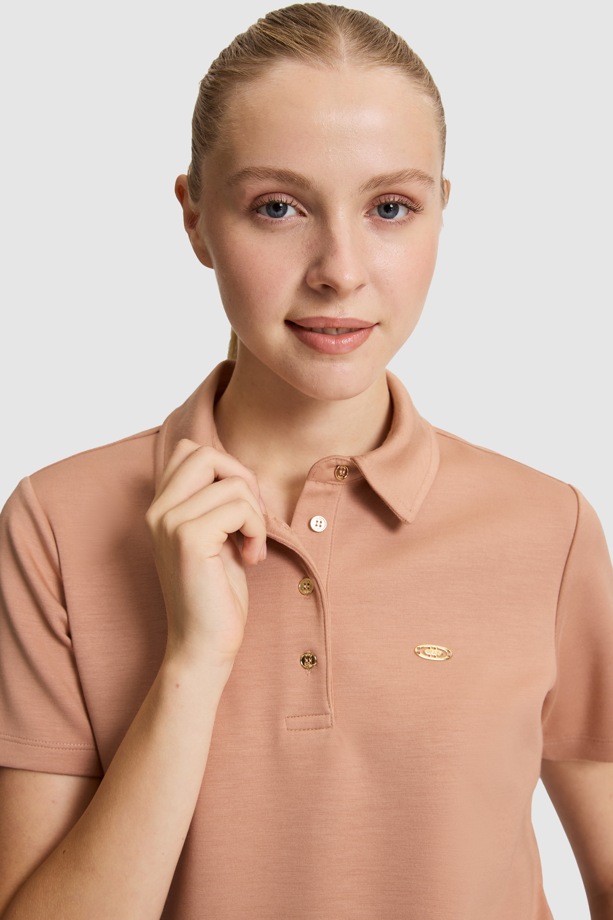 Kadın Pudra Polo Yaka Tişört - 50322026010