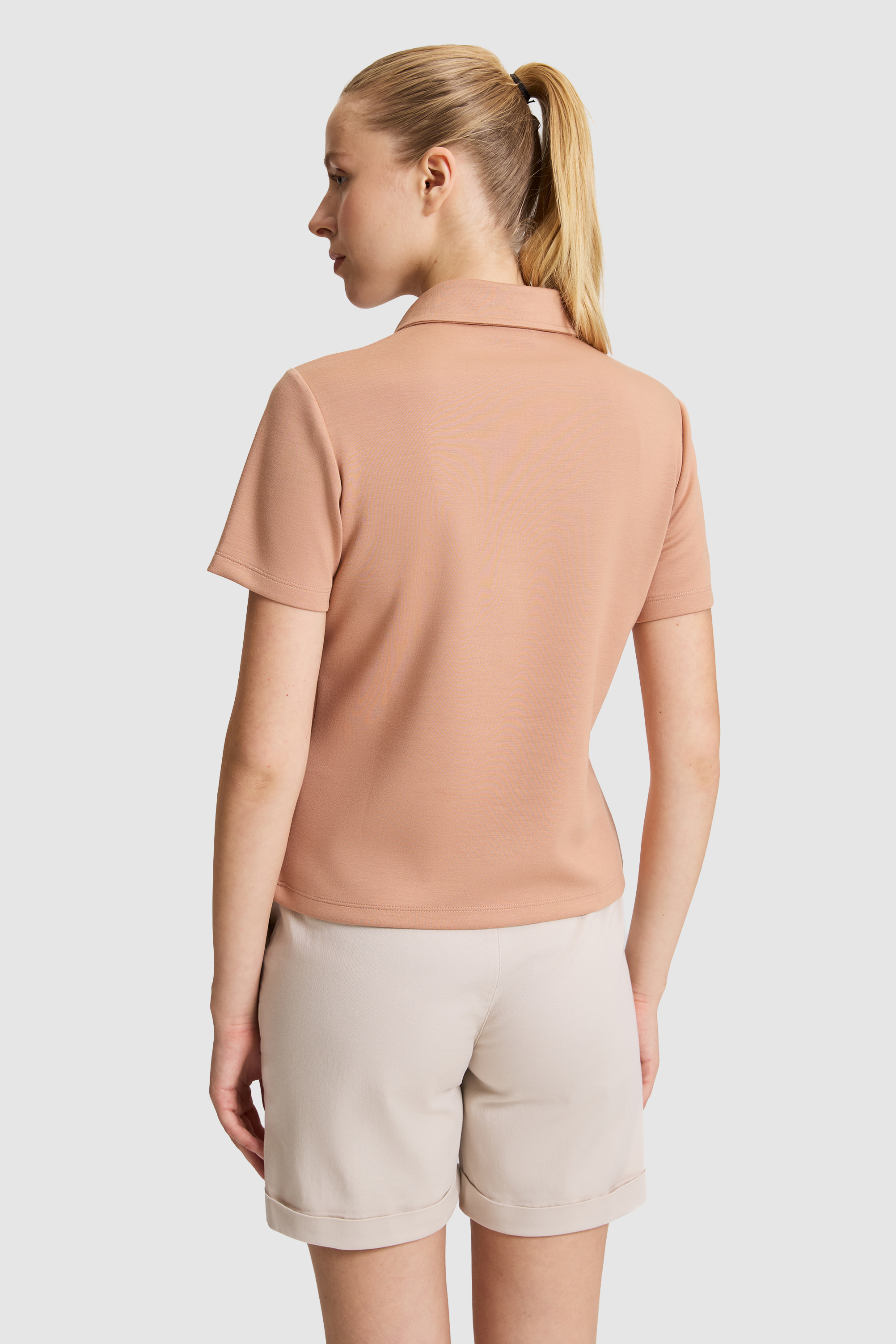 Kadın Pudra Polo Yaka Tişört - 50322026010