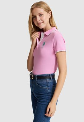 Kadın Pembe Polo Yaka Tişört - 50334010005