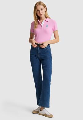 Kadın Pembe Polo Yaka Tişört - 50334010005
