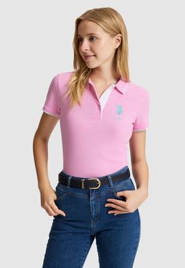Kadın Pembe Polo Yaka Tişört - 50334010005