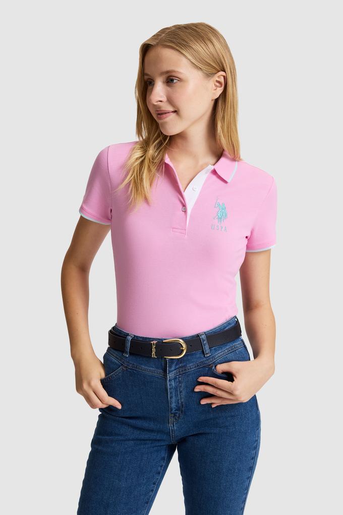 Kadın Pembe Polo Yaka Tişört
