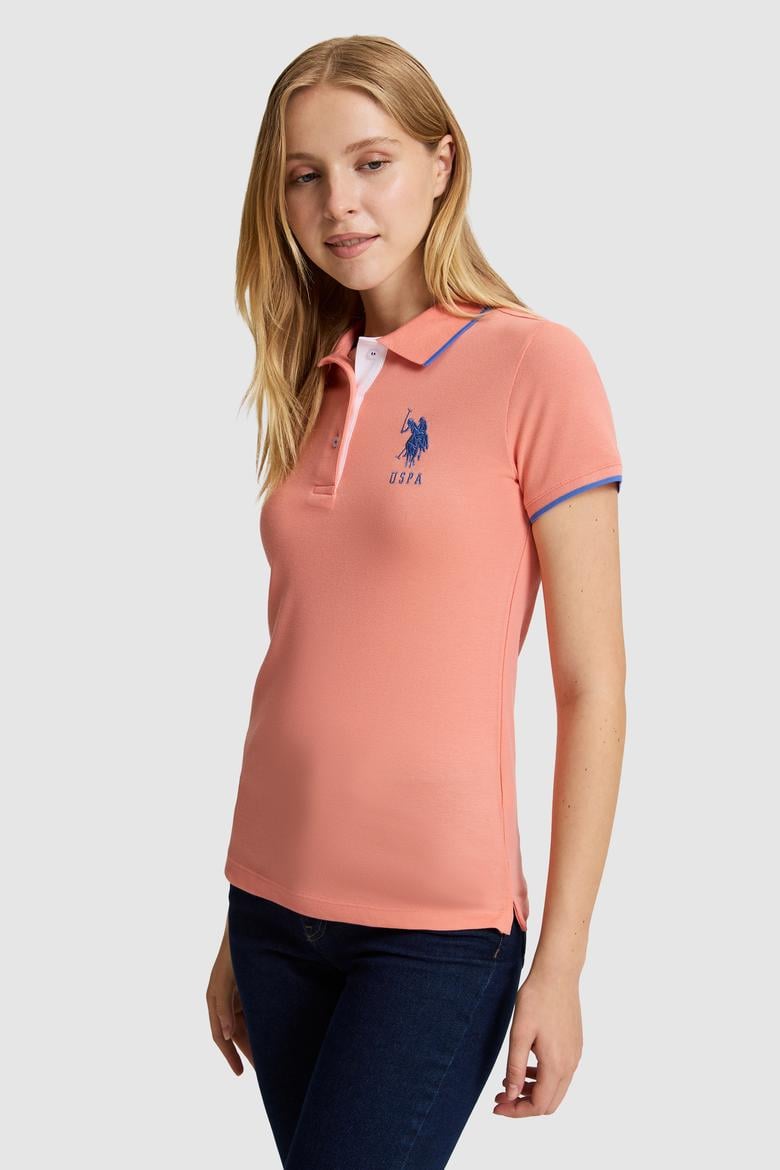Kadın Somon Polo Yaka Tişört - 50334010020