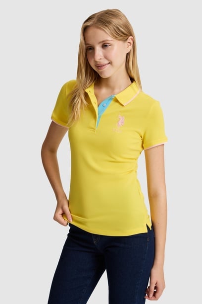 Kadın Sarı Polo Yaka Tişört