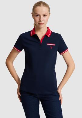 Kadın Lacivert Polo Yaka Basic Tişört - 50323455021