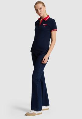 Kadın Lacivert Polo Yaka Basic Tişört - 50323455021