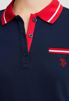 Kadın Lacivert Polo Yaka Basic Tişört - 50323455021