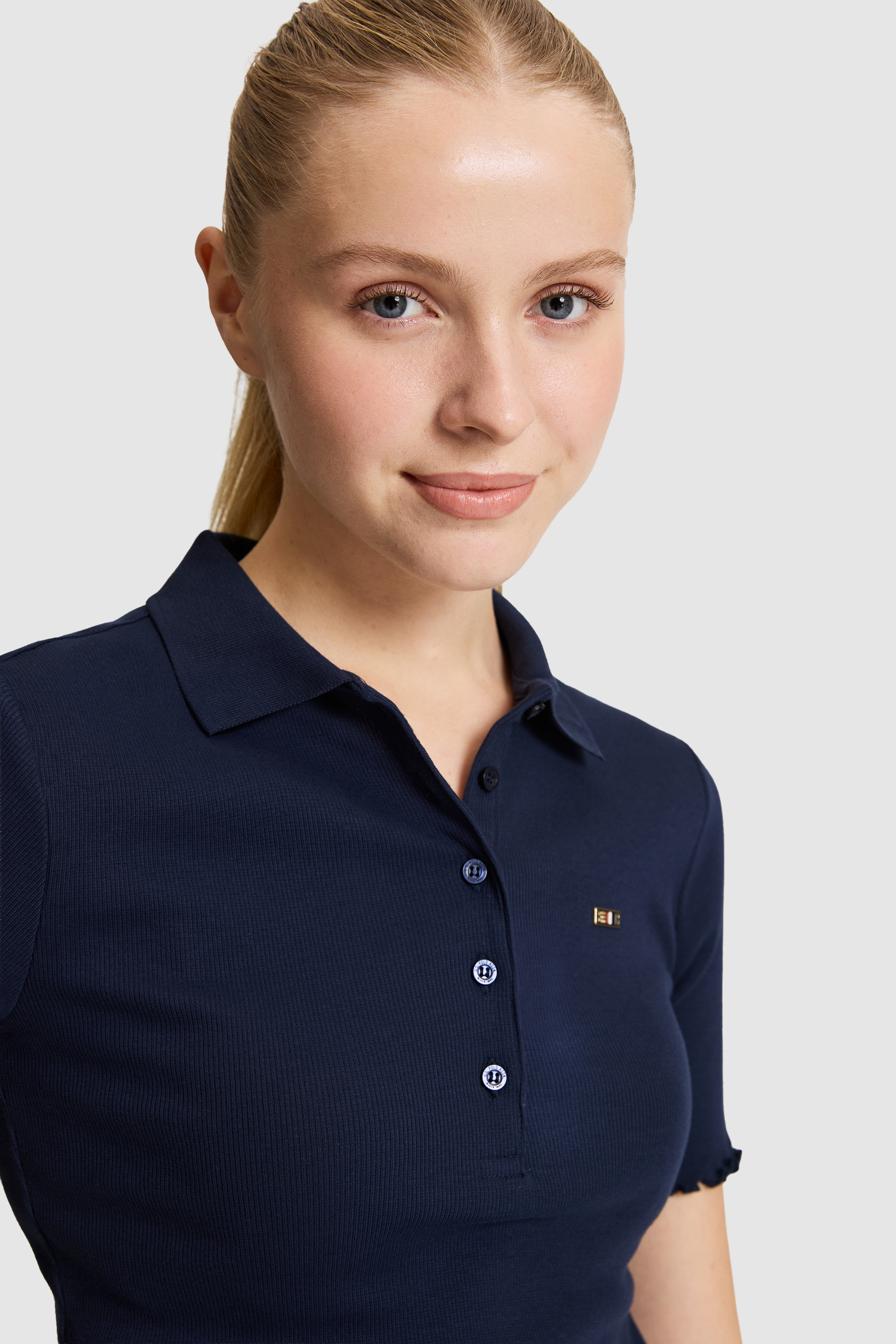 Kadın Lacivert Polo Yaka Tişört - 50323563001