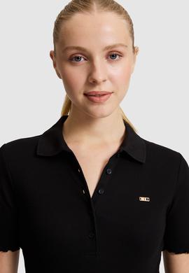 Kadın Siyah Polo Yaka Tişört - 50323563013