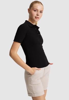 Kadın Siyah Polo Yaka Tişört - 50323563013
