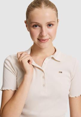 Kadın Krem Polo Yaka Tişört - 50323563028