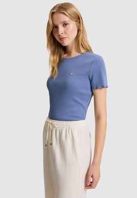 Kadın İndigo Bisiklet Yaka Tişört - 50323485010