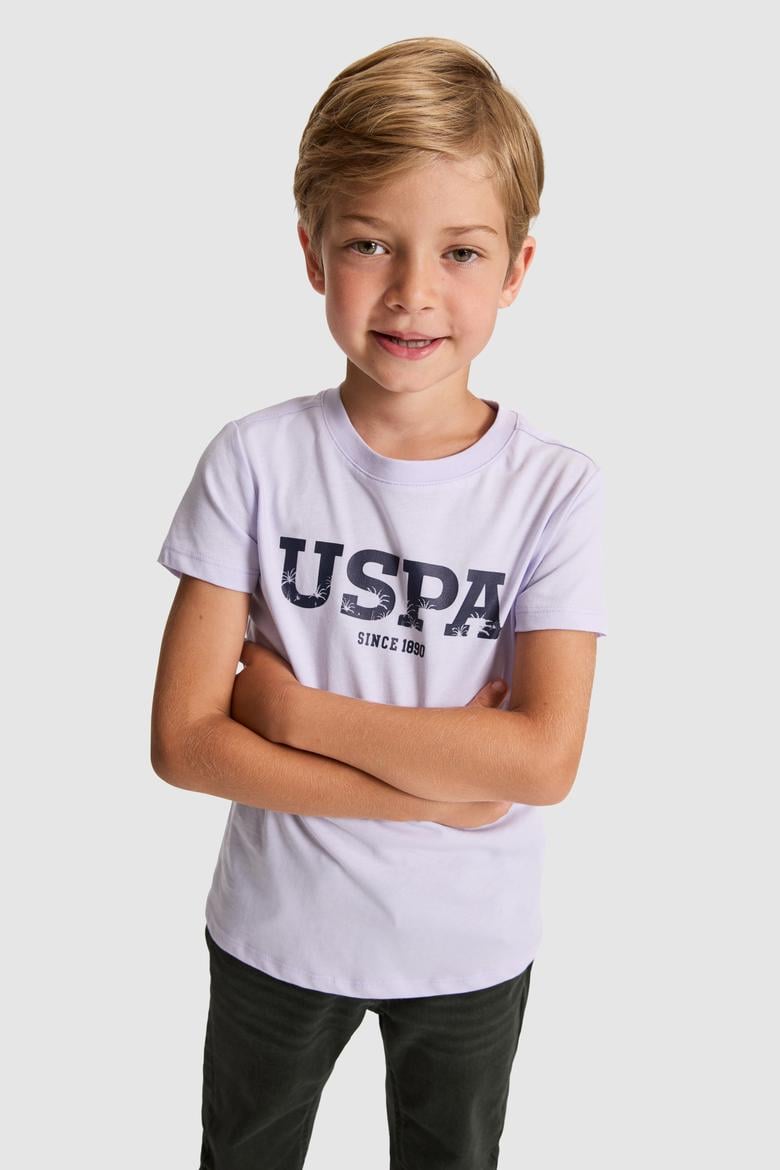 Erkek Çocuk Lila Bisiklet Yaka Basic Tişört - 50325607046