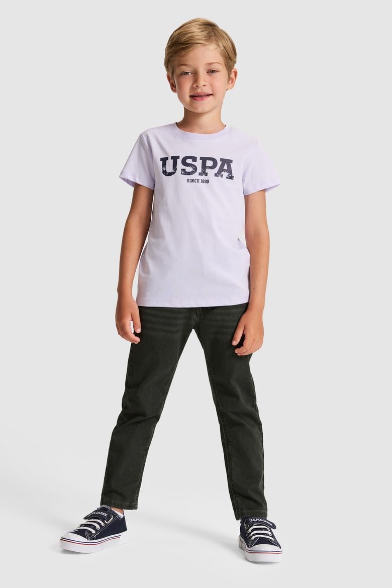 Erkek Çocuk Lila Bisiklet Yaka Basic Tişört - 50325607046