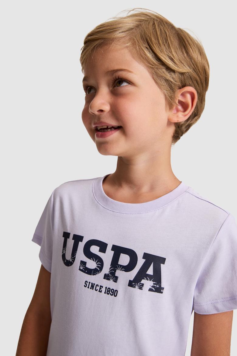 Erkek Çocuk Lila Bisiklet Yaka Basic Tişört - 50325607046