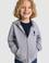 Erkek Çocuk Gri Melanj Kapüşonlu İnce Fermuarlı Basic Sweatshirt